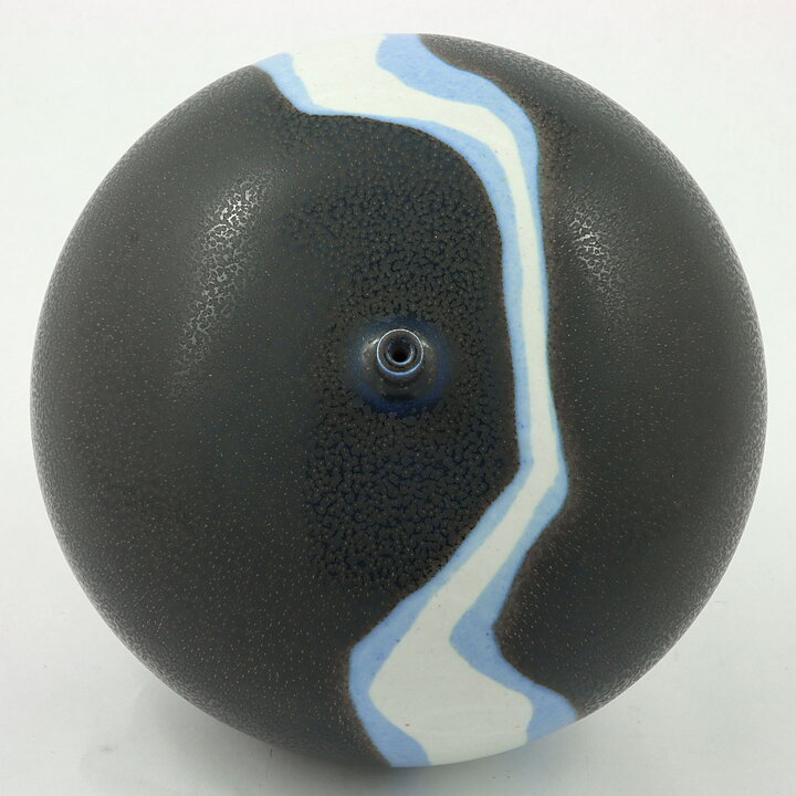 Claes Thell (1988) Swelling Vase with Brown/Blue/White Haresfur Glaze 16/12 cm