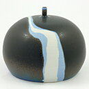 Claes Thell (1988) Swelling Vase with Brown/Blue/White Haresfur Glaze 16/12 cm
