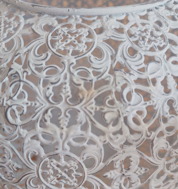 Ljuslykta spets ornament vit shabby chic lantlig stil Gårdsromantik - 2