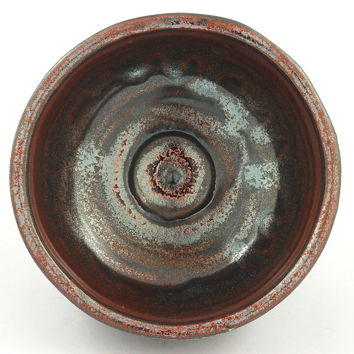 Isak Isaksson (2000s) Unique Chawan Bowl with Black/Red Glaze 12 cm #28