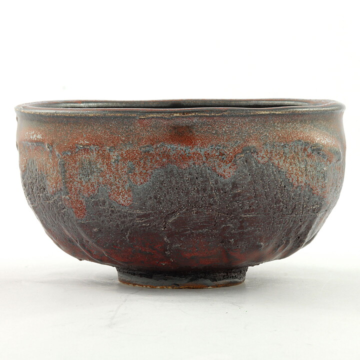 Isak Isaksson (2000s) Unique Chawan Bowl with Black/Red Glaze 12 cm #28