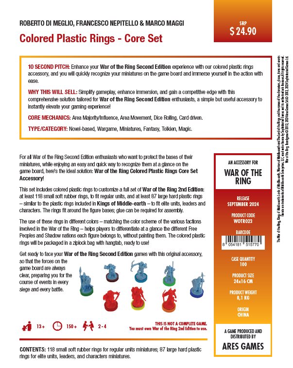 War of the Ring Coloured Plastic Rings Core Set - 2