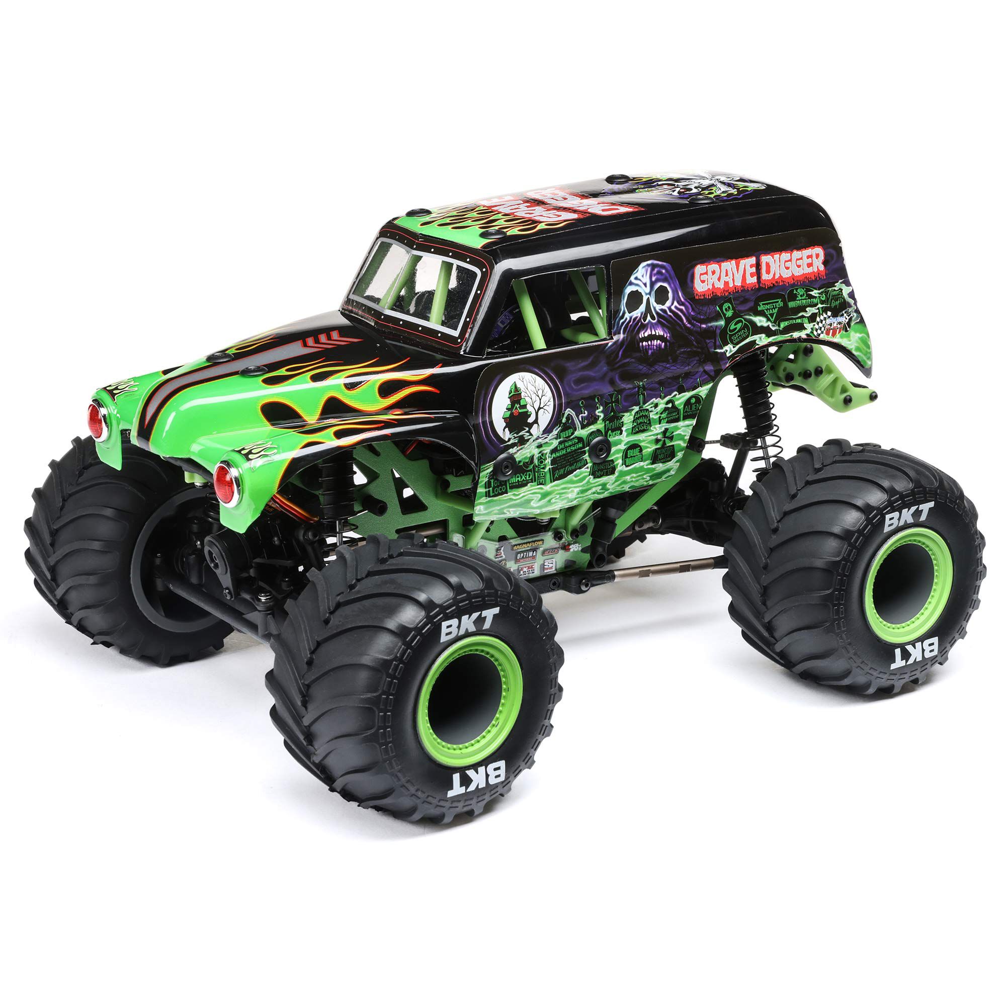 Losi 1/18 Mini LMT Grave Digger 2S 4X4 RTR Brushed Monster Truck (Battery & Charger Included), Green - 14