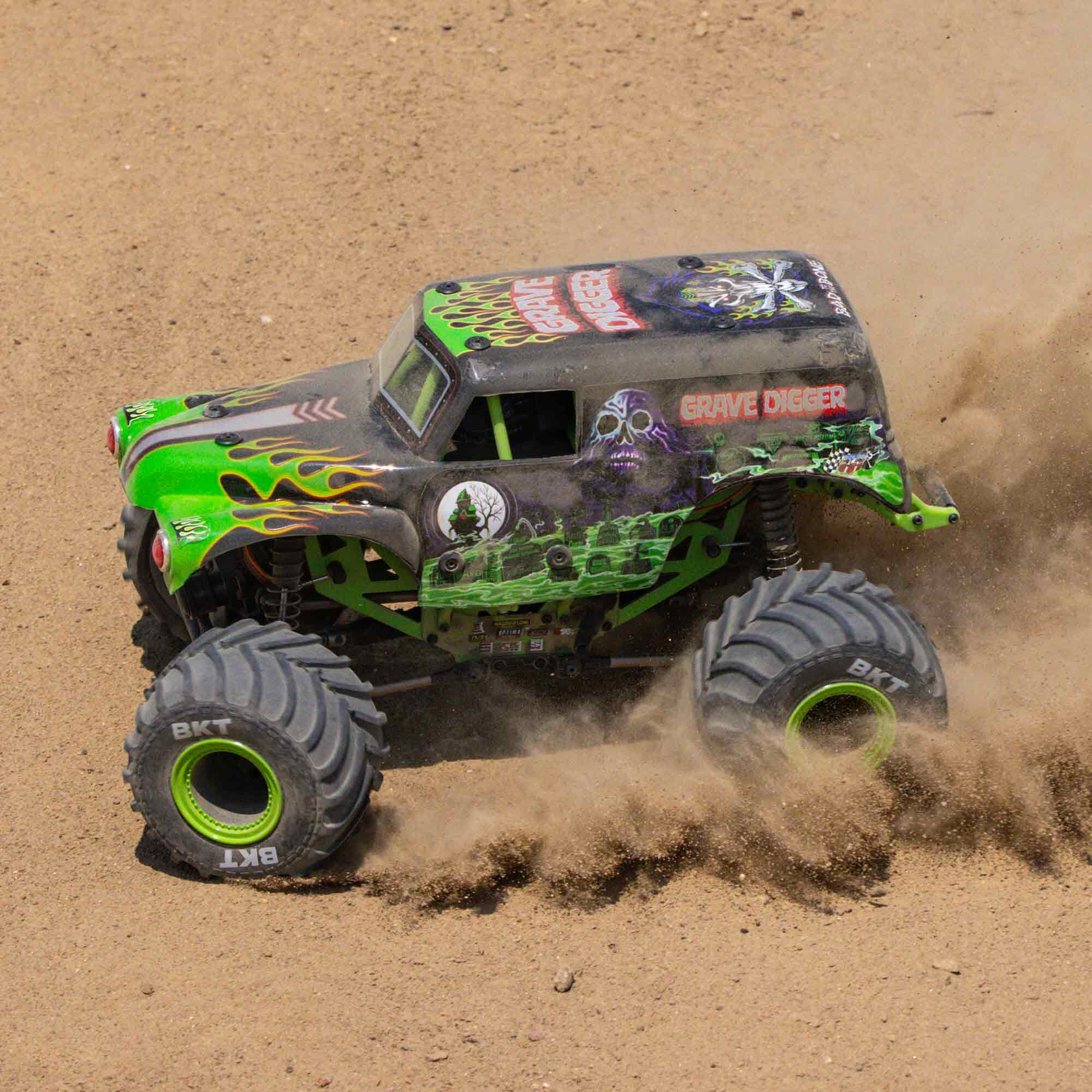 Losi 1/18 Mini LMT Grave Digger 2S 4X4 RTR Brushed Monster Truck (Battery & Charger Included), Green - 7