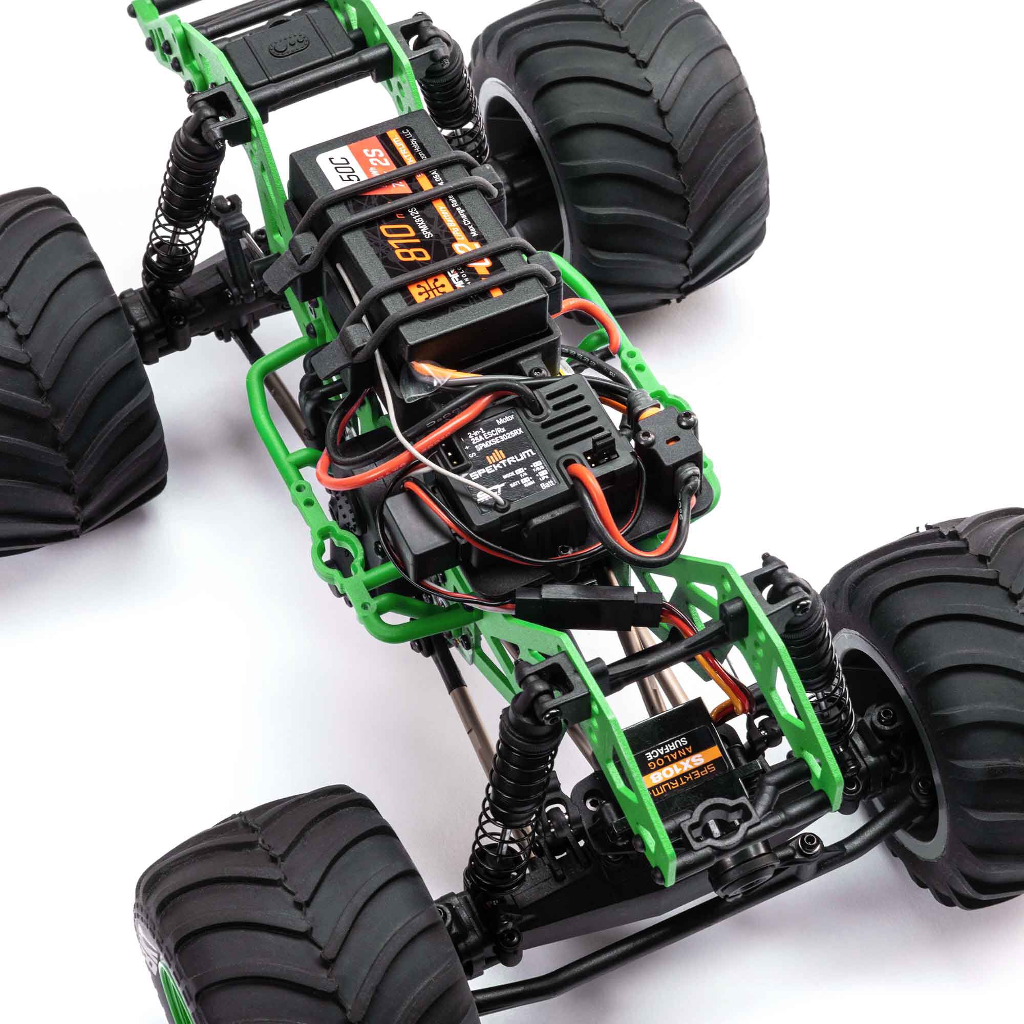 Losi 1/18 Mini LMT Grave Digger 2S 4X4 RTR Brushed Monster Truck (Battery & Charger Included), Green - 10