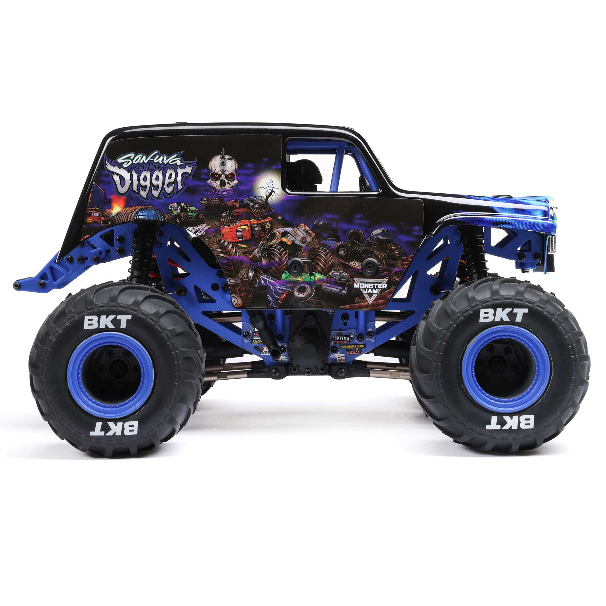Losi 1/18 Mini LMT Son Uva Digger 2S 4X4 RTR Brushed Monster Truck (Battery & Charger Included), Blue - 19