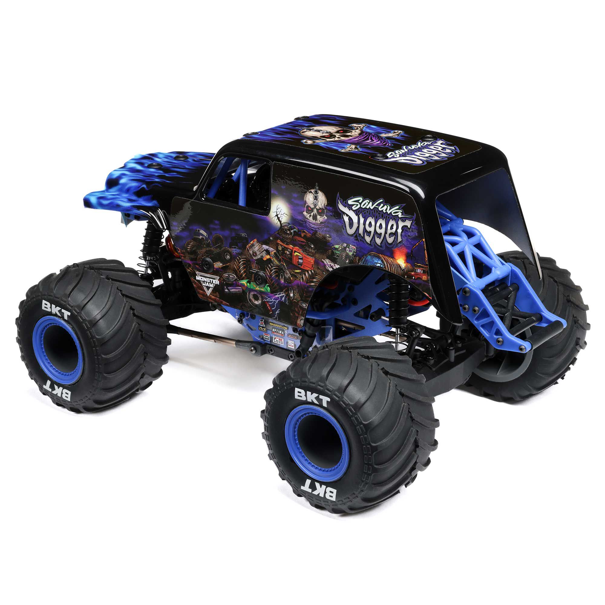 Losi 1/18 Mini LMT Son Uva Digger 2S 4X4 RTR Brushed Monster Truck (Battery & Charger Included), Blue - 17