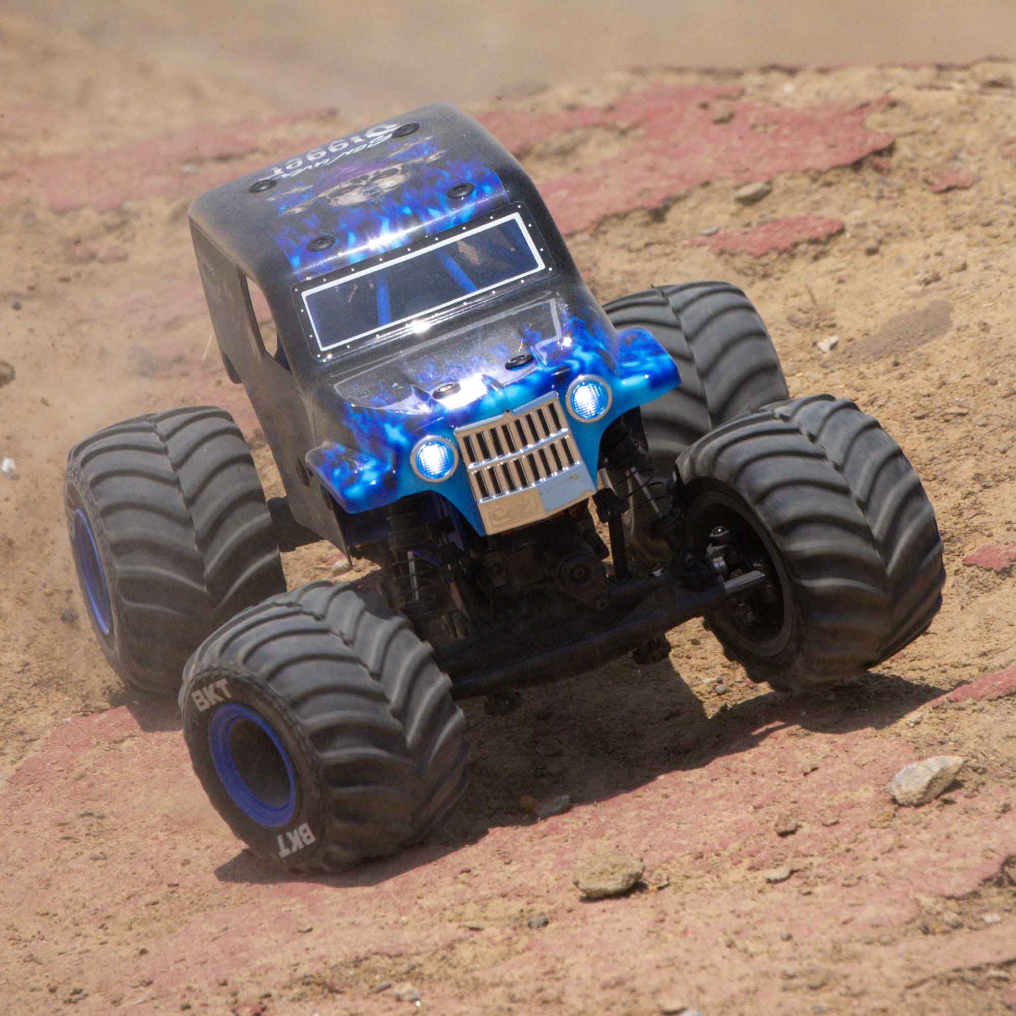 Losi 1/18 Mini LMT Son Uva Digger 2S 4X4 RTR Brushed Monster Truck (Battery & Charger Included), Blue - 5