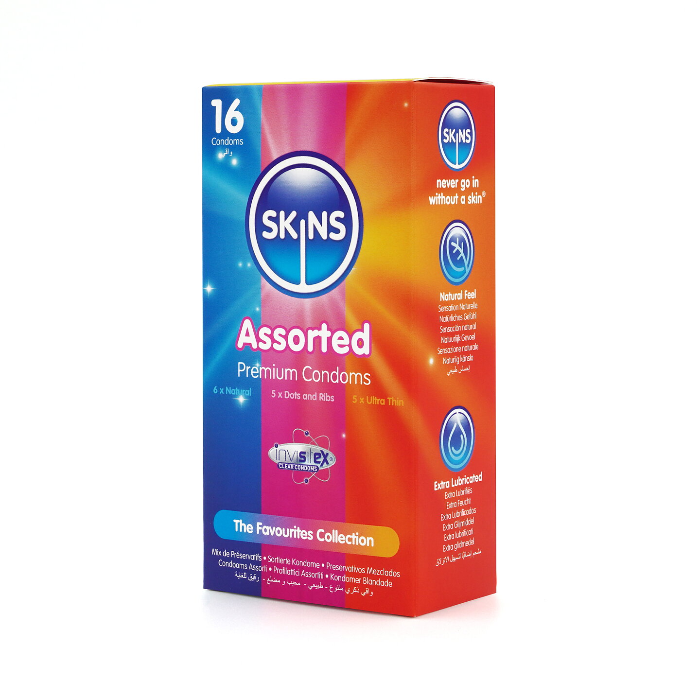 Skins Condoms Assorted 16-Pack - D&R, NAT, UT
