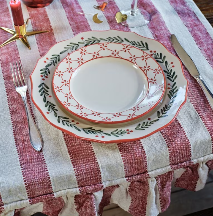Tablecloth Ida Red/White Strömshaga - 2