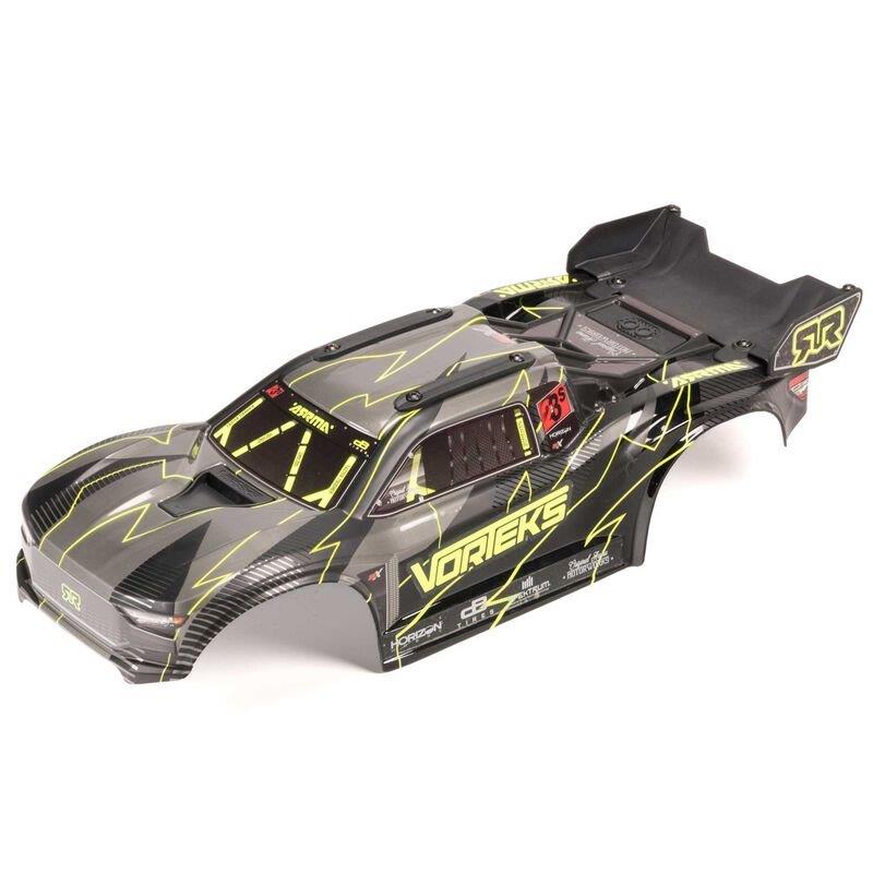 ARRMA 1/10 Painted Decaled Trimmed Body Set with Hidden Body Mount, Yellow/Black