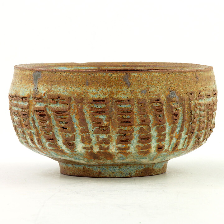 イサク・イサクソン  一点もの  茶/緑色のボウル  茶碗  (13cm)  2000年代  #29