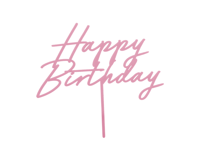 Tårtdekoration Happy Birthday Ljusrosa Akryl