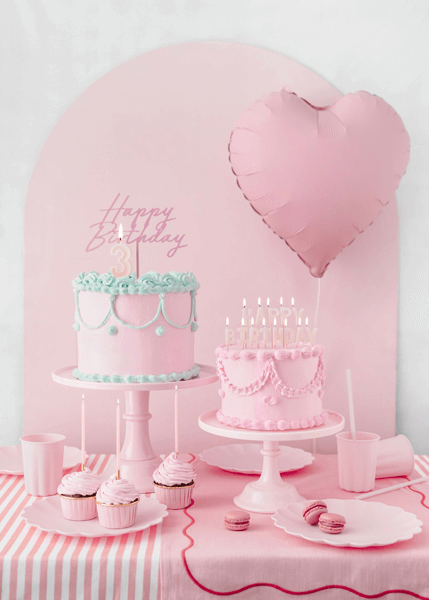 Tårtdekoration Happy Birthday Ljusrosa Akryl - 2