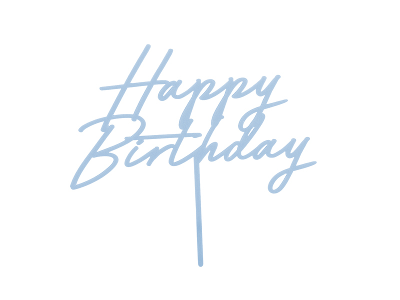 Tårtdekoration Happy Birthday Ljusblå Akryl