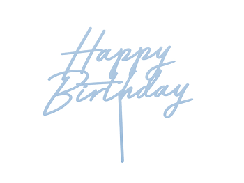 Tårtdekoration Happy Birthday Ljusblå Akryl
