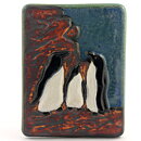Willi Fischer (1960s) Rectangular Wall Plaque with Penguins Motif 22 cm