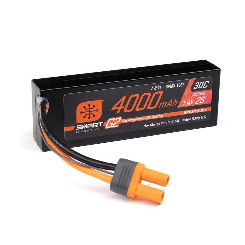 Spektrum 7.4V 4000mAh 2S 30C Smart G2 Hardcase LiPo Battery: IC5 - 2
