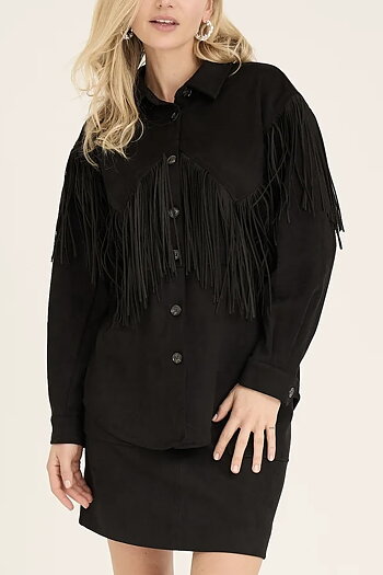 A-View - Suede Fringe Shirt Black