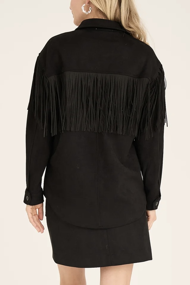 A-View - Suede Fringe Shirt Black - 2