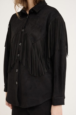 A-View - Suede Fringe Shirt Black - 4