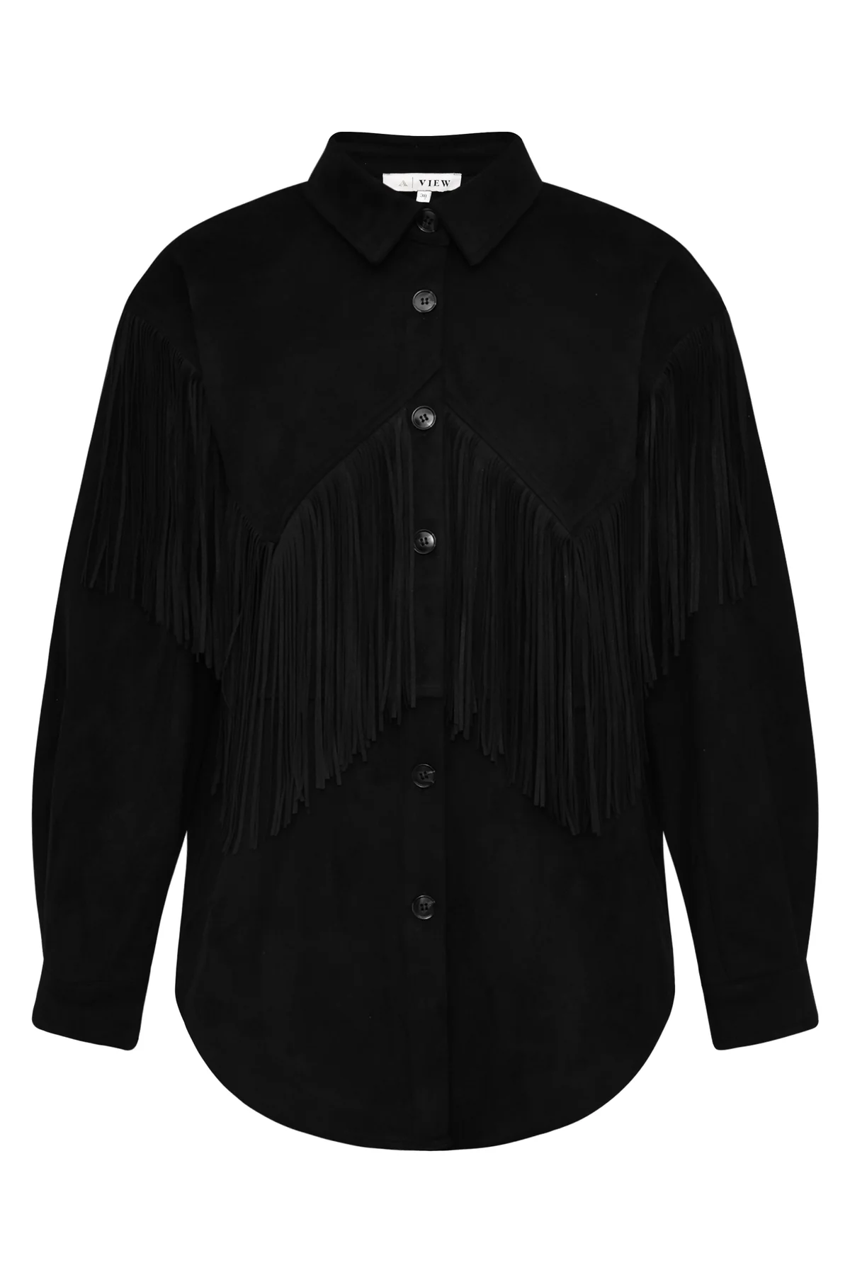 A-View - Suede Fringe Shirt Black - 5