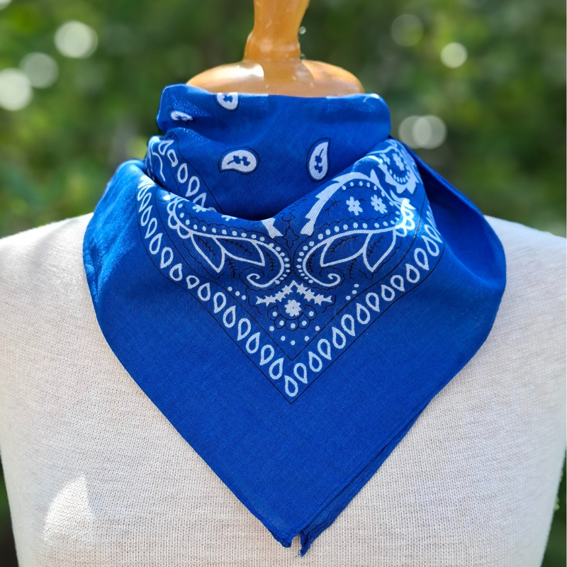 Paislymönstrad - Bomullsscarf - Klarblå