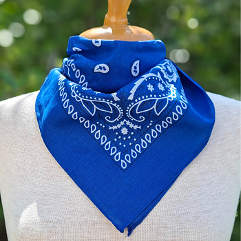 Paislymönstrad - Bomullsscarf - Klarblå