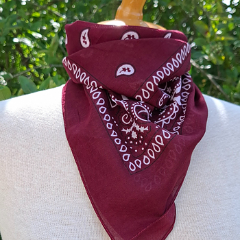 Paislymönstrad - Bomullsscarf -Vinröd