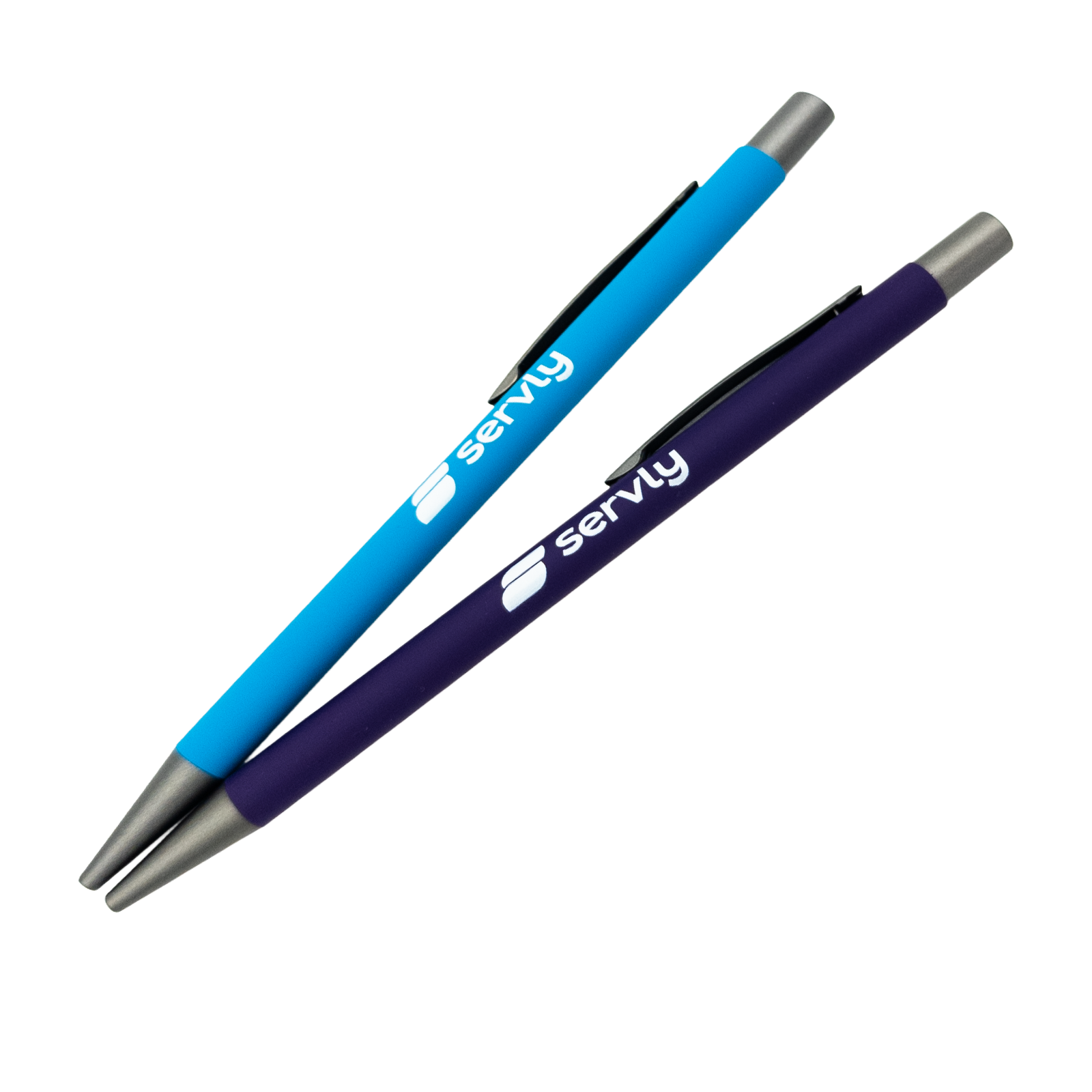 Penna med soft touch känsla blå och lila blandat - 2