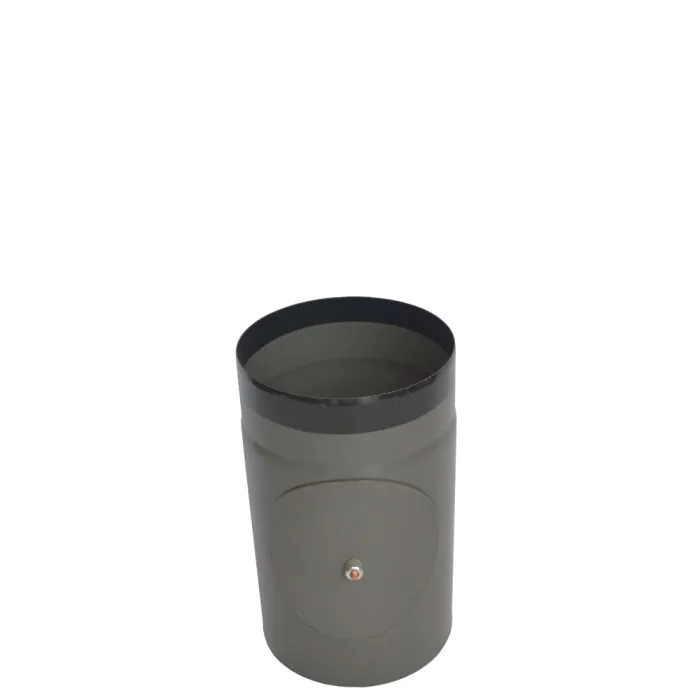 Emaljerat Rökrör ∅ 130 MM med sotlucka, Längd 240 MM grå