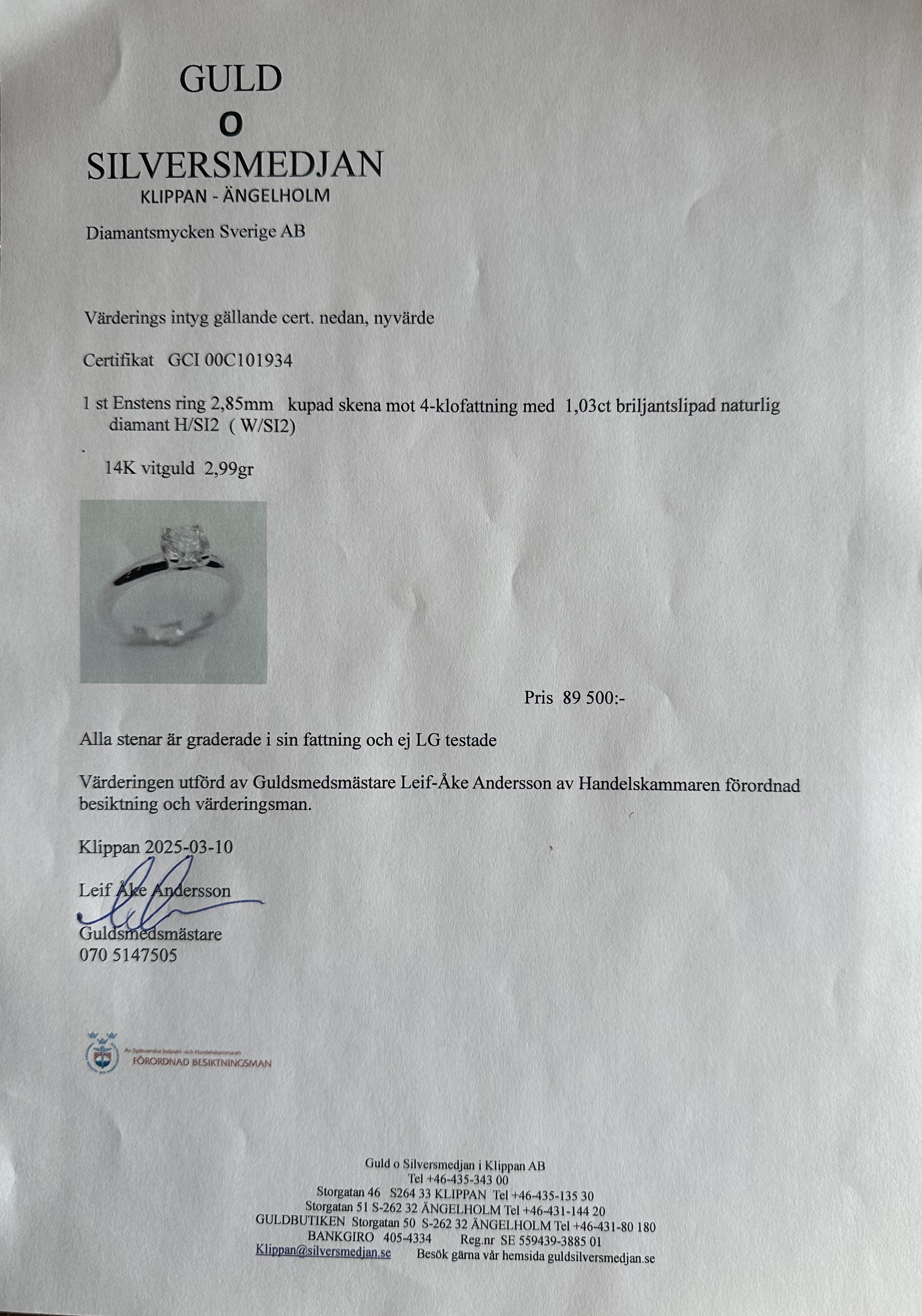 Diamantring 1.03ct - 6