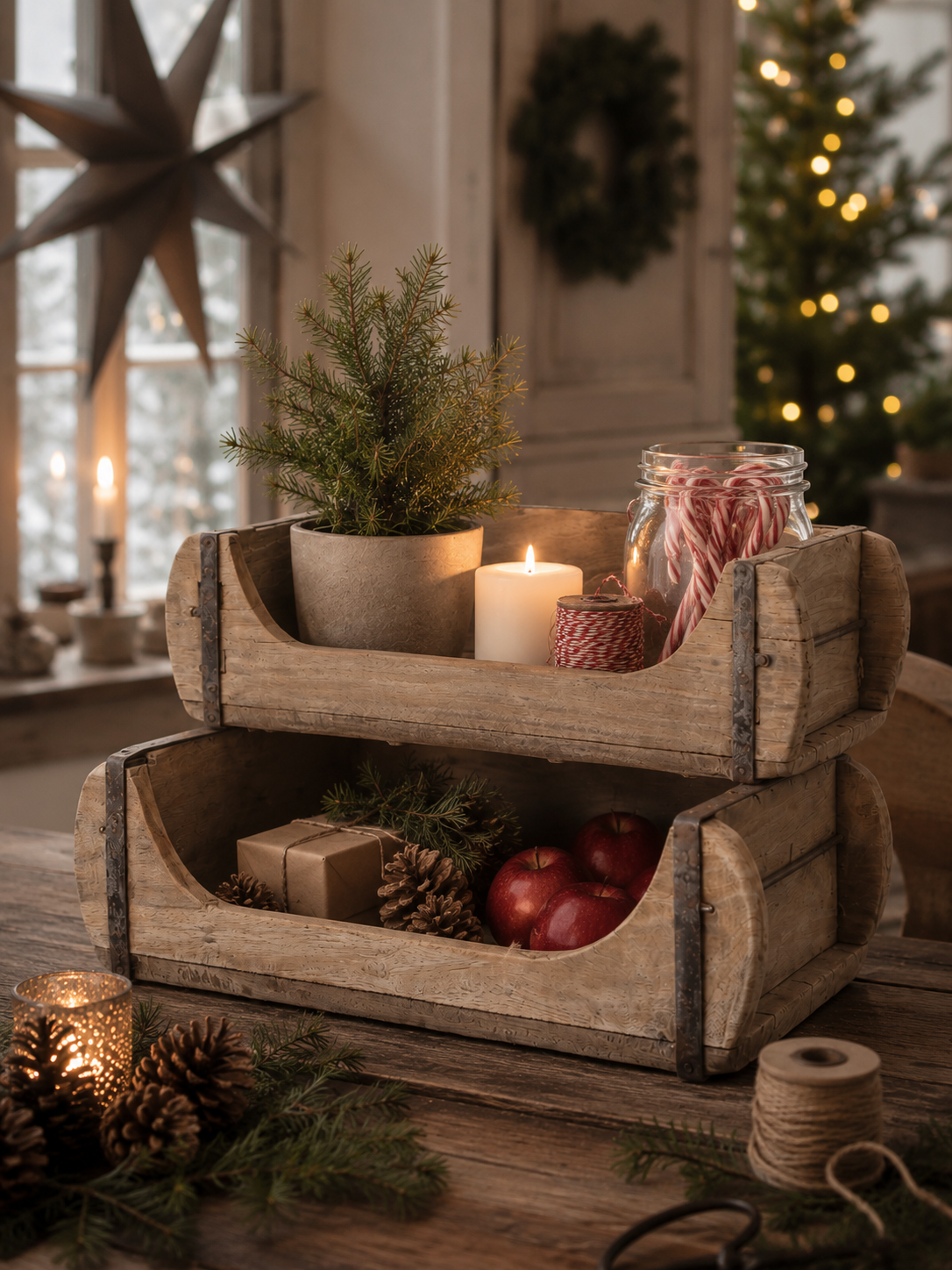 Storage - Shelf - 2 wooden boxes/brick shapes - 30x20 cm