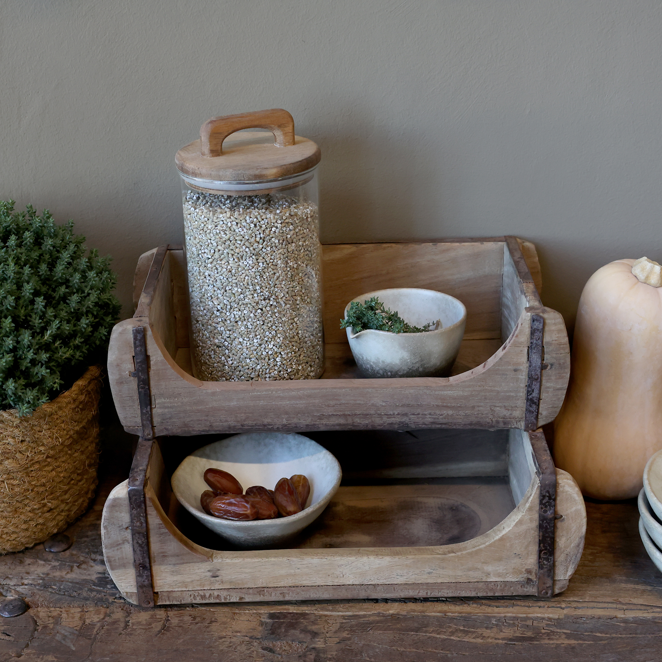 Storage - Shelf - 2 wooden boxes/brick shapes - 30x20 cm