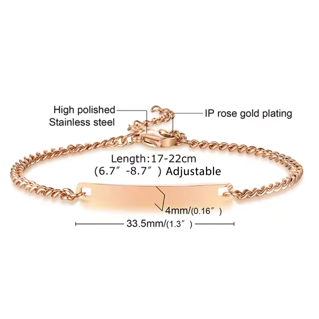 Armband Pansar ID Roségold - ID-Armband Roséguld 316L 4mm - 4