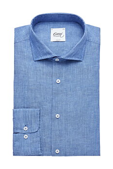 Mellanblå linneskjorta i Slim fit (Oscar of Sweden) (finns i strl 45)