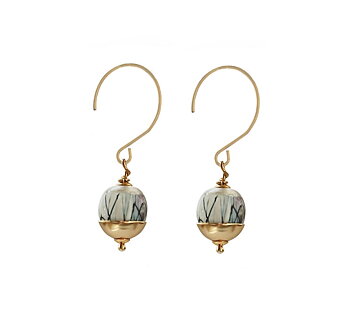 IAMLUND Bridge örhänge vit rand guld