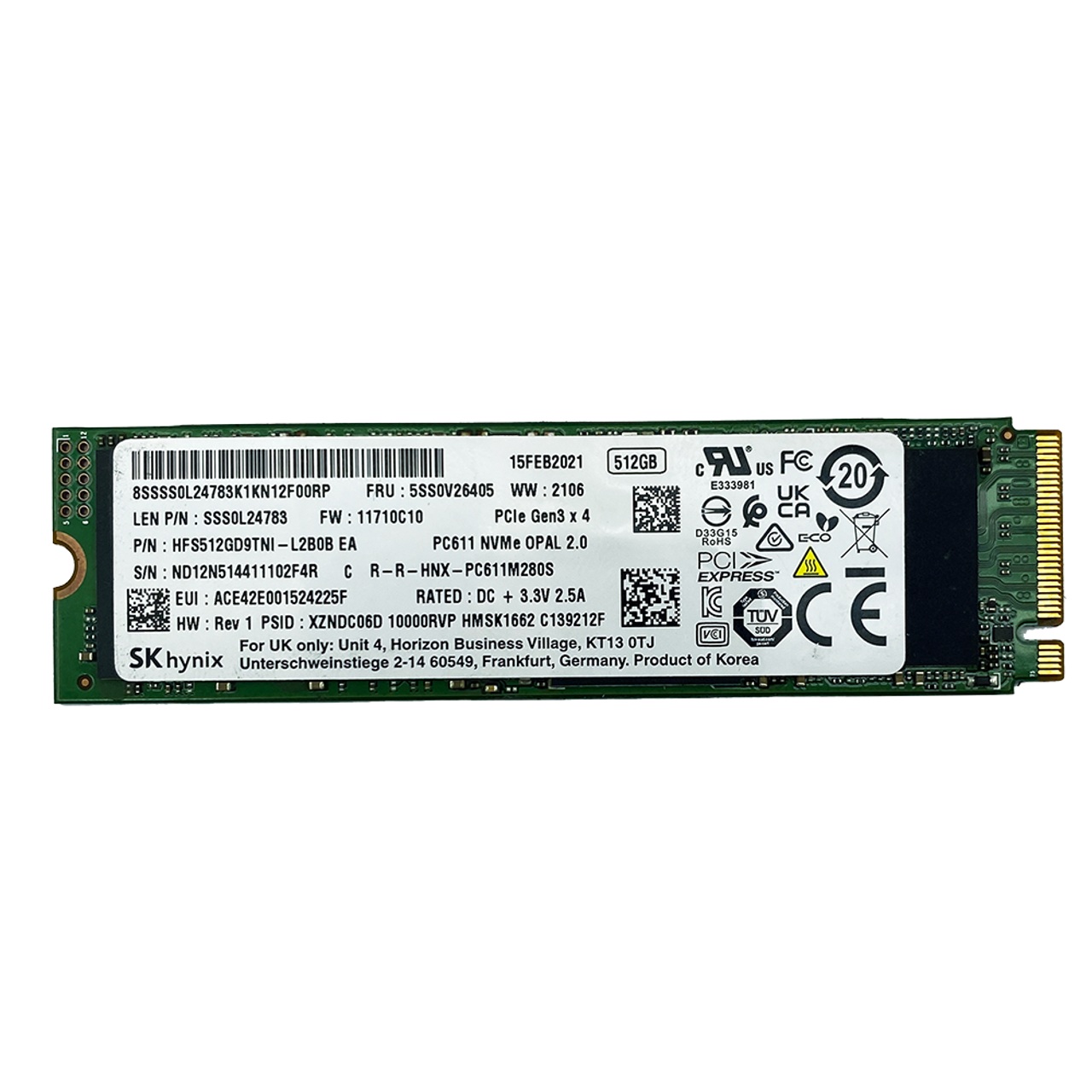 Begagnad 512GB SK hynix PC611 M2 2280 NVMe Gen3 x4 HFS512GD9TNI