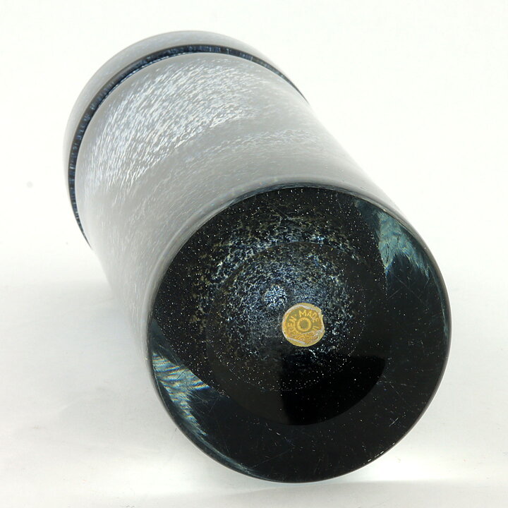 Bo Borgström (Oxid 1960s) Blue Cylinder Vase with Folded Top 25 cm (2)