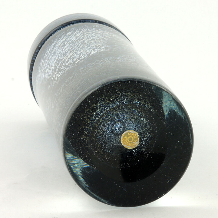 Bo Borgström (Oxid 1960s) Blue Cylinder Vase with Folded Top 25 cm (2)