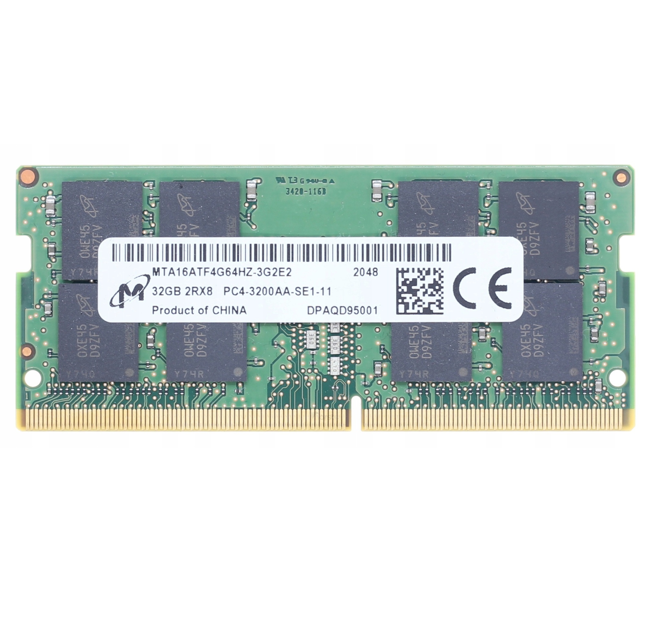 32GB DDR4 1x32GB Micron SODIMM 2Rx8 PC4-3200AA 3200Mhz RAM Minne MTA16ATF4G64HZ