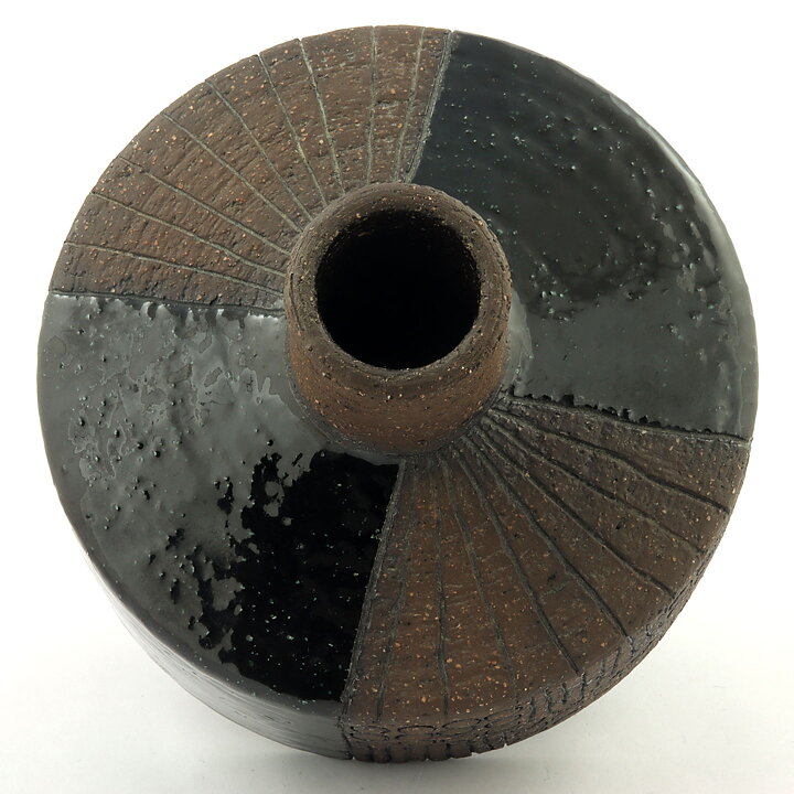  Inger Persson (1960s) Wide Studio Vase with Black Decor 16/13 cm