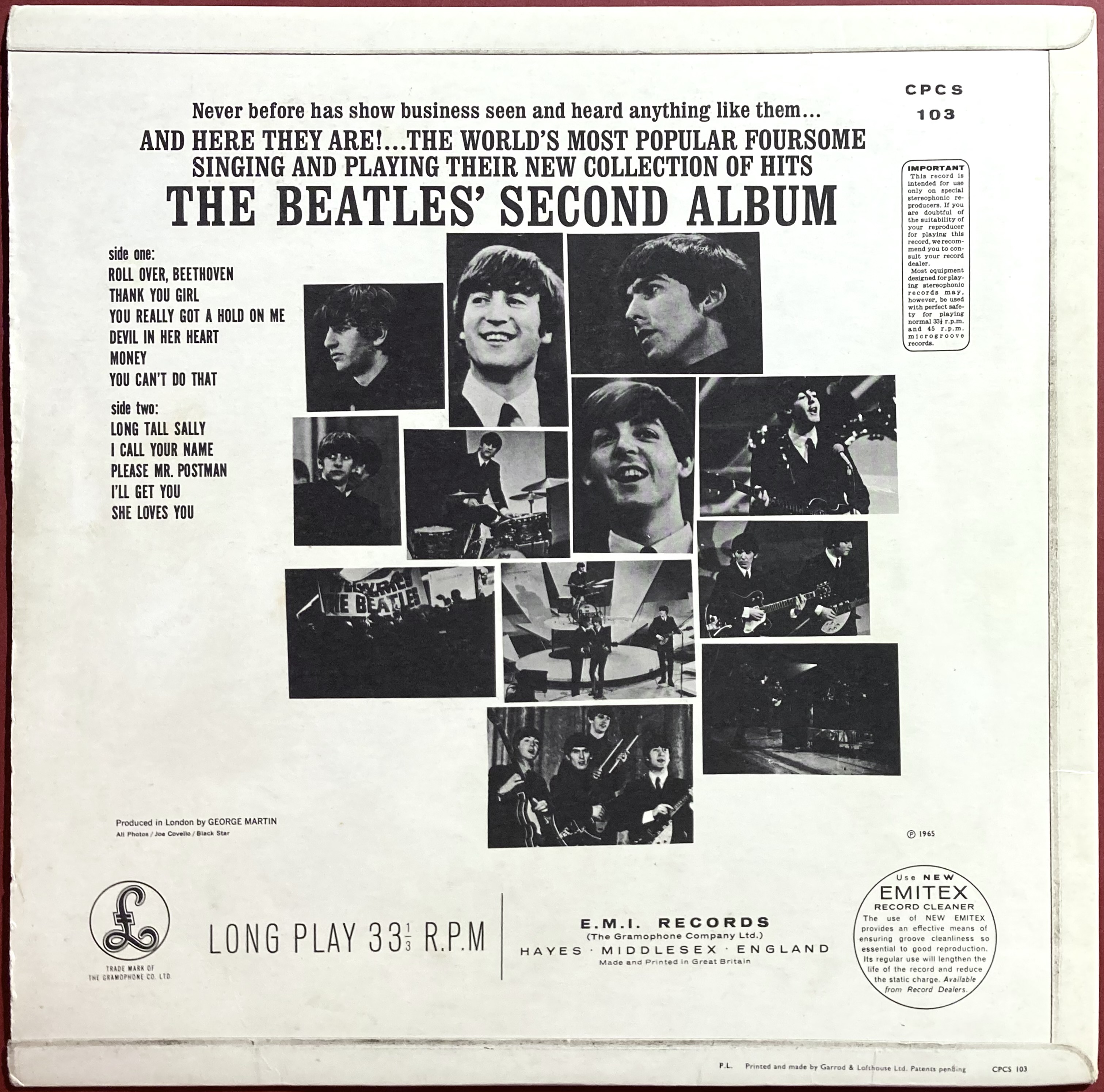 BEATLES - Second album McCarthy Misprint UK-orig Export LP 1965 - 2