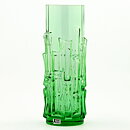 Bo Borgström (Bark 1960s) Green Vase with Linear Relief Sections 21 cm