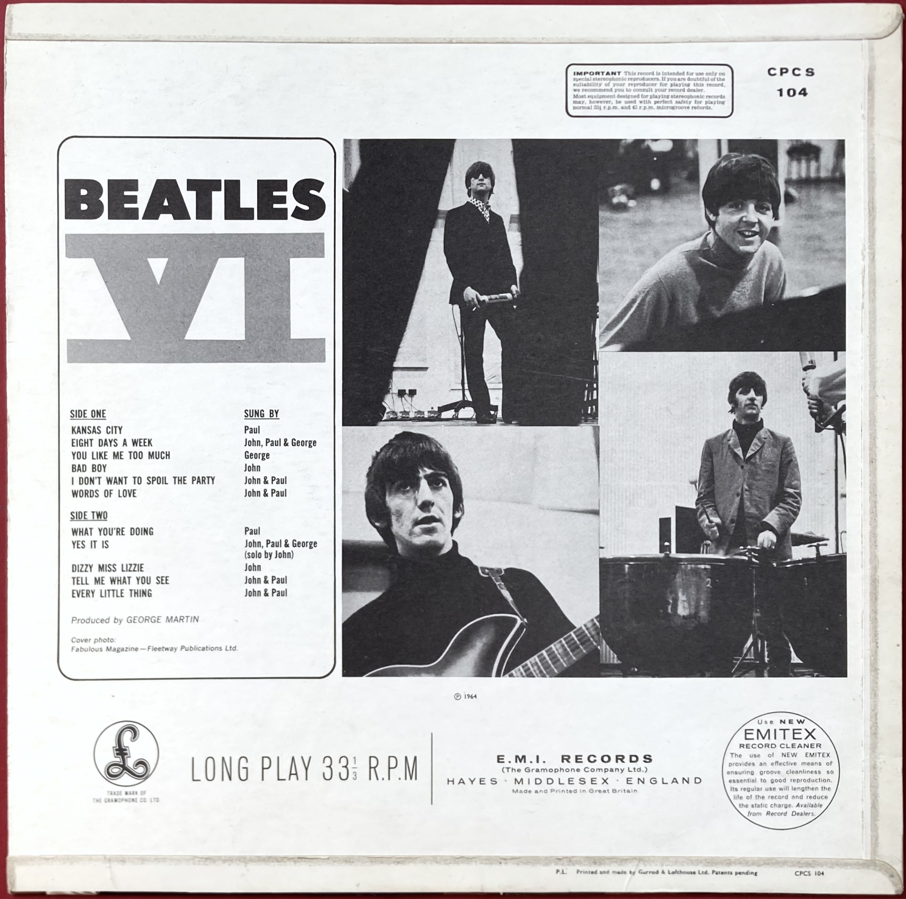 BEATLES - VI (6) UK EXPORT LP 1969 - 2