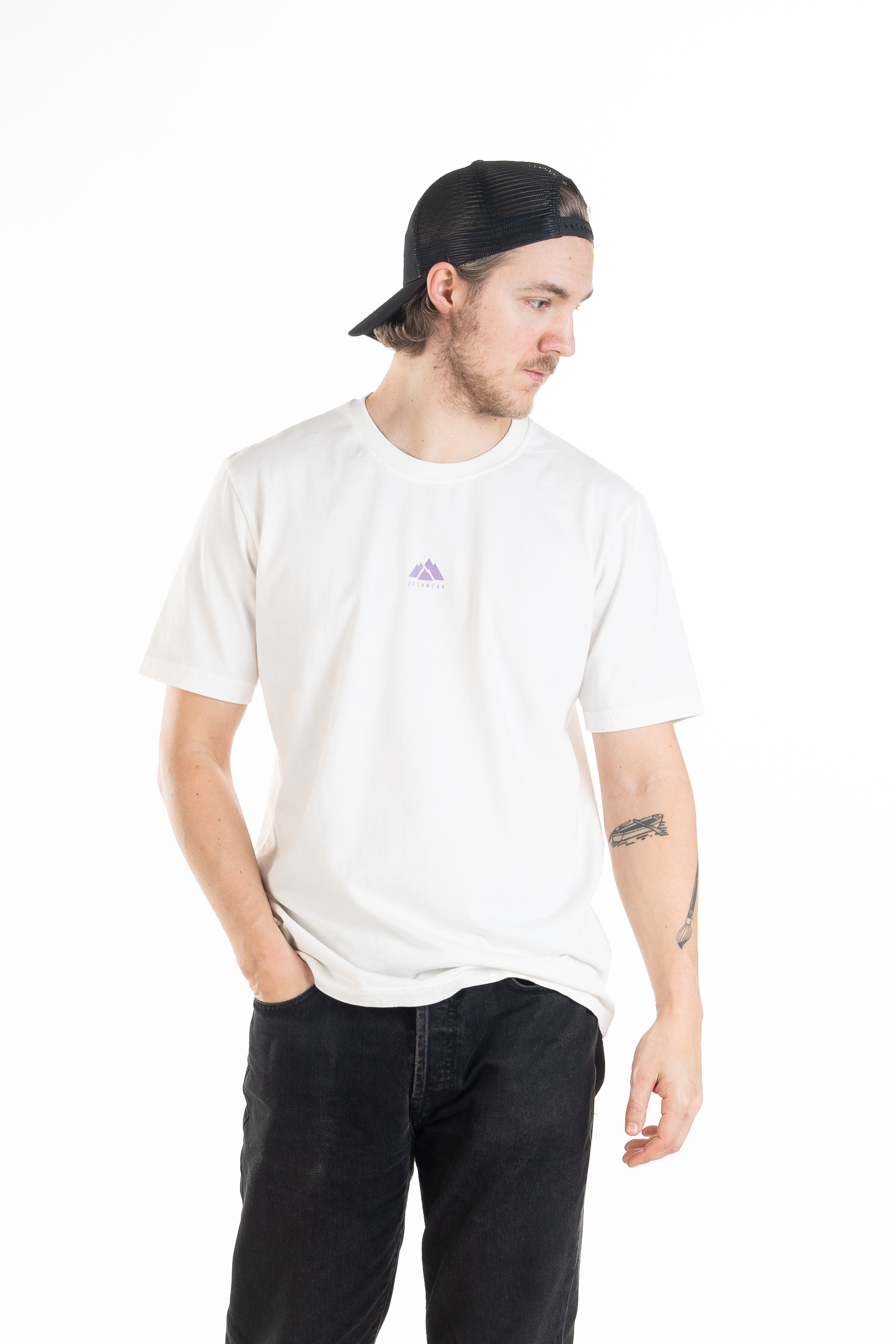 Jethwear T-shirt - Mountains White / Purple Sunset