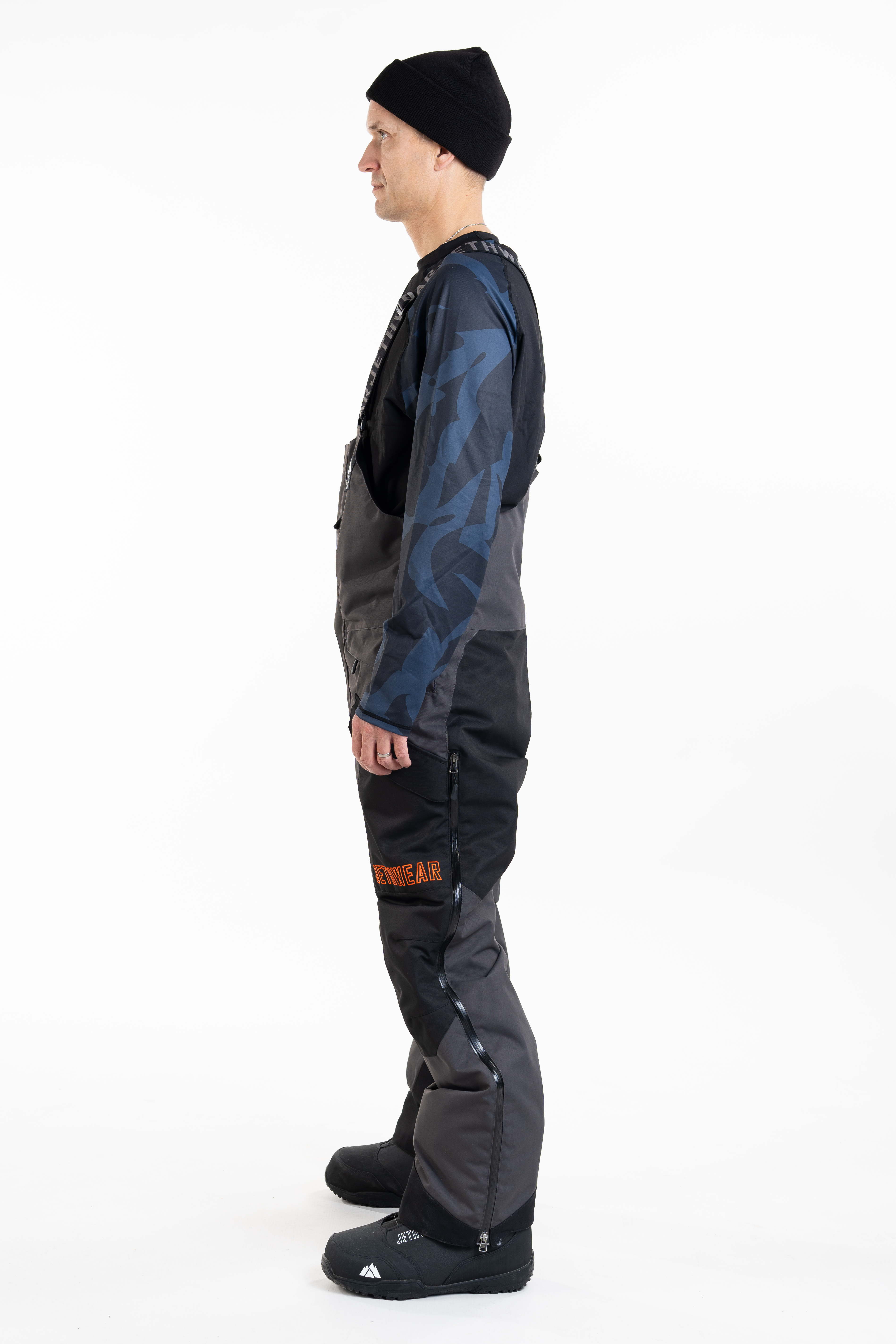 Jethwear M's Treeline Bib Pant- Black / Iron / Orange - Shell  - 3
