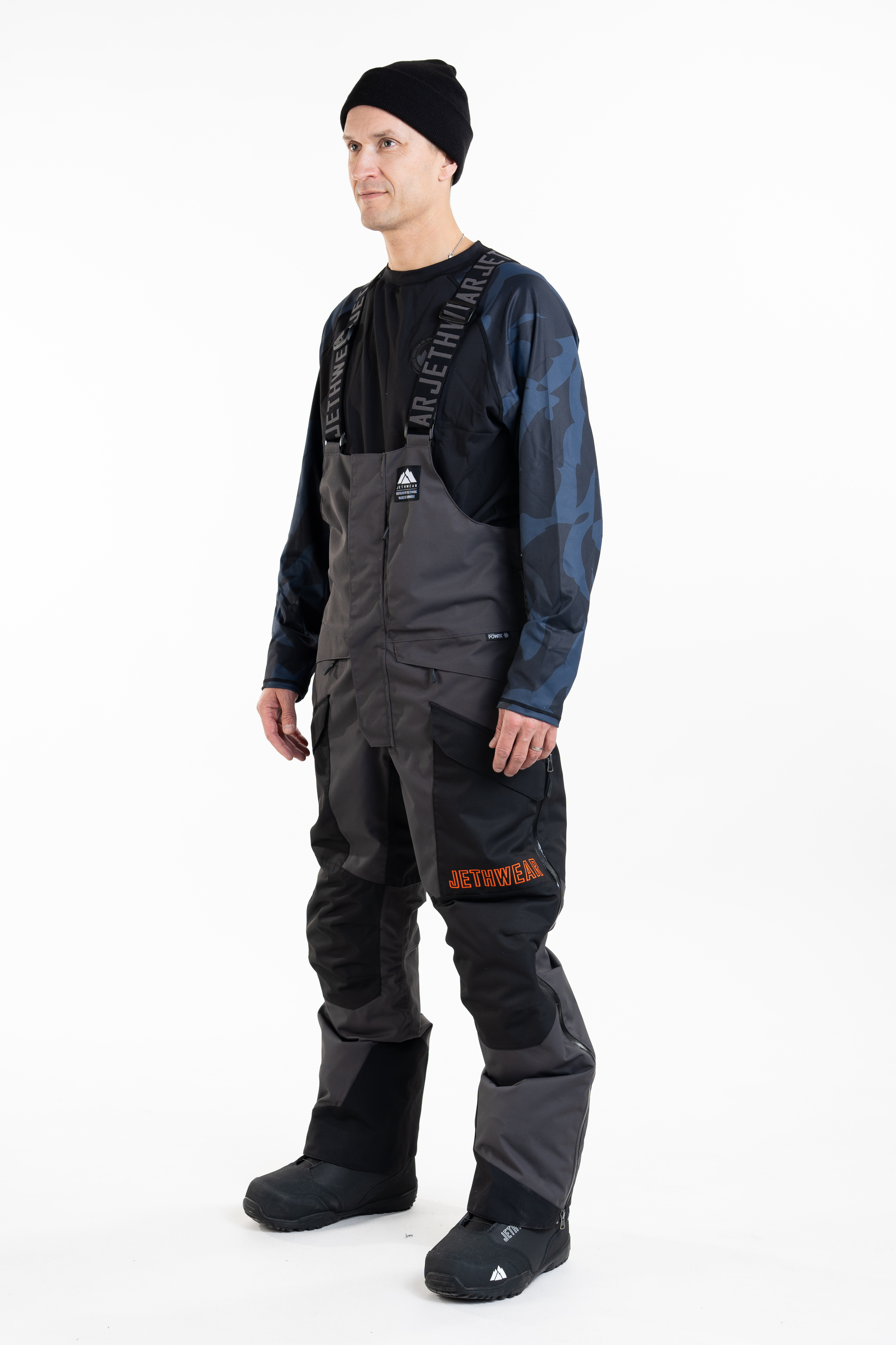 Jethwear M's Treeline Bib Pant- Black / Iron / Orange - Shell  - 2