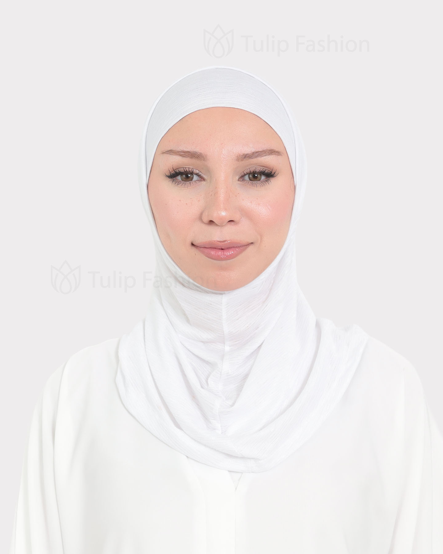 Hijab - Al Amira Lycra Metallic - White - 2