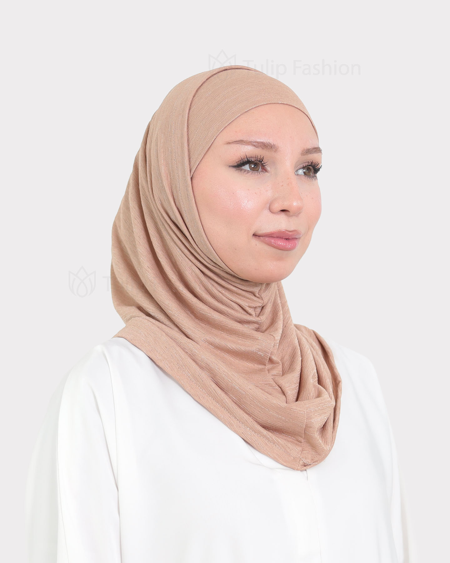 Hijab - Al Amira Lycra Metallic - Nude Beige